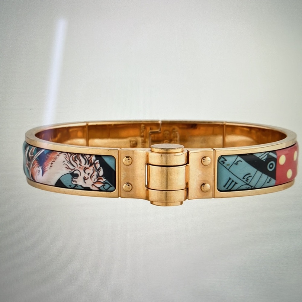 Hermes limited 18k gold plated brass Hinged Bracelet - RARELY Worn! Excellent! - Picture 1 of 8